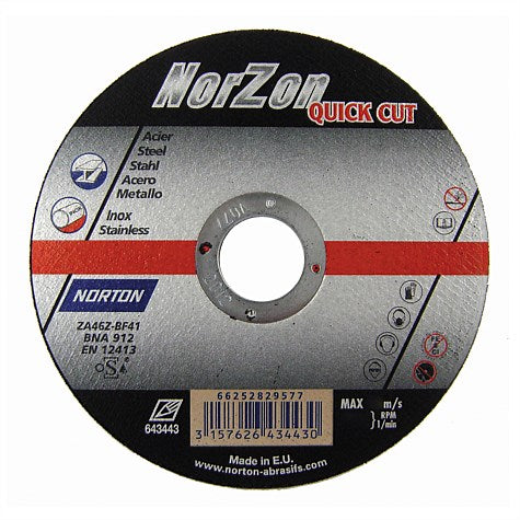Norton NorZon Quick Cut Cutting Off Wheel 115mm