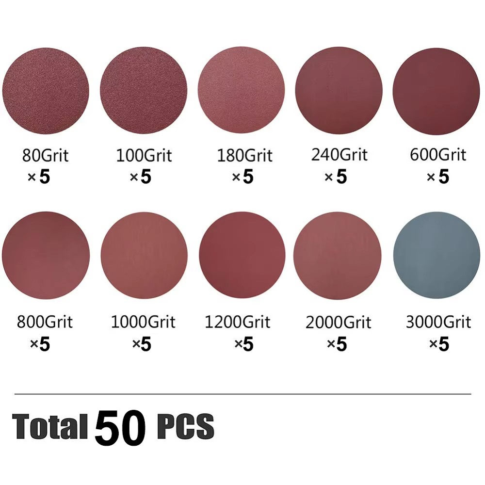 50 Pack 150mm Hook It Disc MIXED GRITS P80- P3000