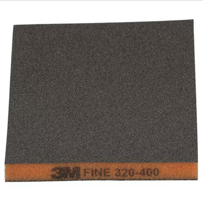3M TWO SIDED SANDING SPONGE 23809 124mm x 98mm FINE P320-400 ORANGE