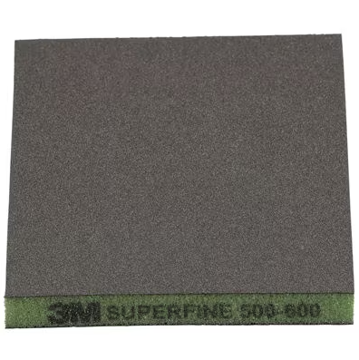 3M TWO SIDED SANDING SPONGE 23810 124mm x 98mm SUPERFINE P500-600 GREEN