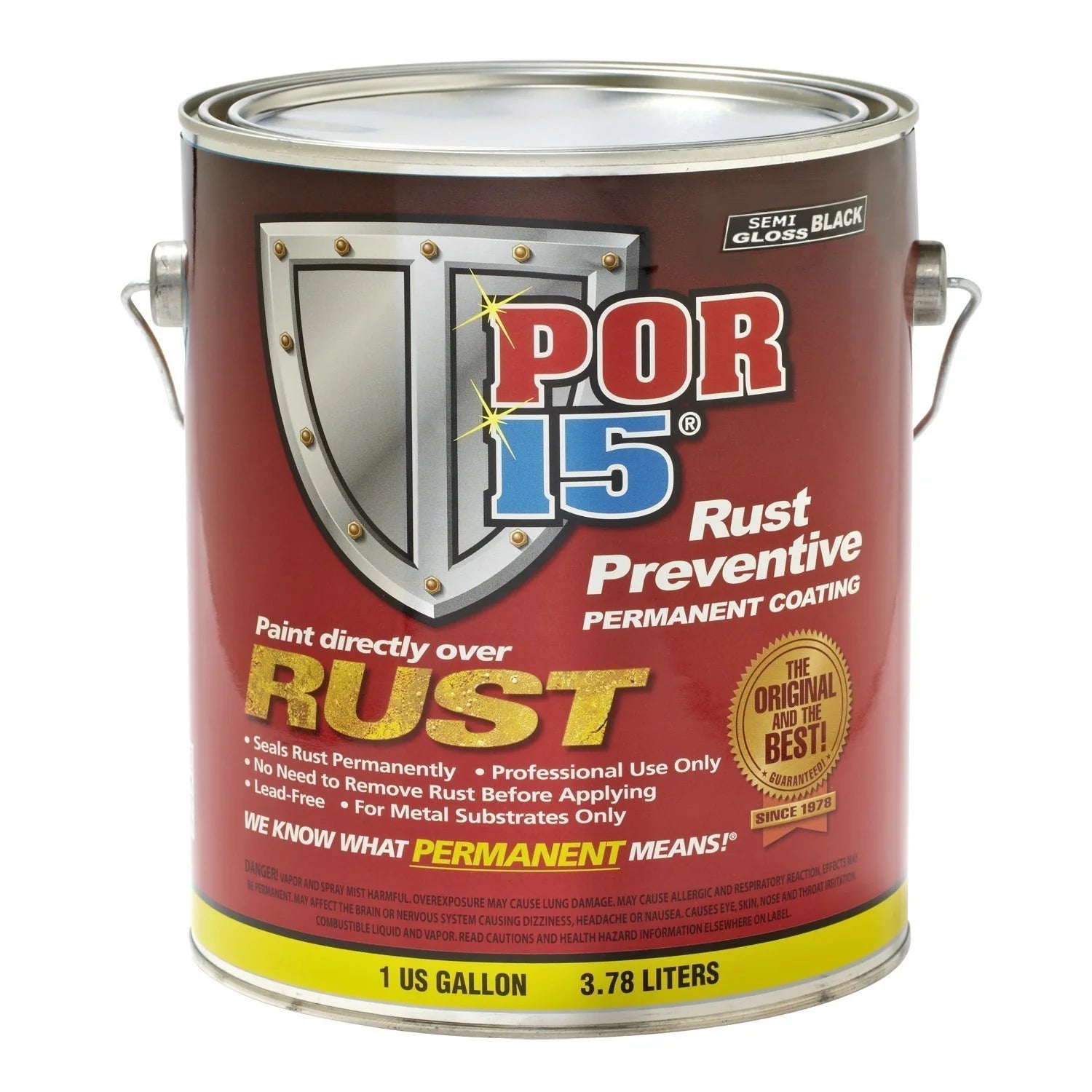 Rust Preventive Coating Semi Gloss Black Gallon 3.78LT Cover 36m² single coat