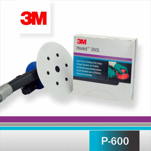 3M 50242 260L HOOKIT WHITE FINISHING FILM DISC 600 GRIT 7H 150MM BOX OF 50