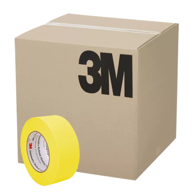 thumbnail image 2 of 3M 06654 Crepe Paper Automotive Refinish Tape – 1.5 Inch X 6 Rolls, Yellow 2 of 6