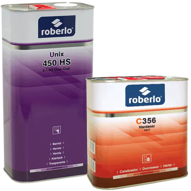 ROBERLO UNIX 450HS CLEARCOAT 5L & C356 HS FAST HARDENER 2.5L 2:1 KIT