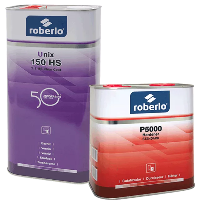 ROBERLO UNIX 150HS CLEARCOAT 5L & P5000 STANDARD HARDENER 2.5L 2:1 KIT