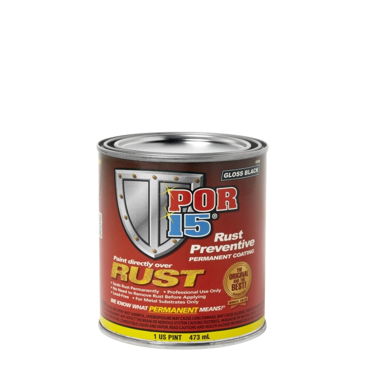 Rust Preventive Coating Gloss Black Pint 473mL covers 4.5m² single coat