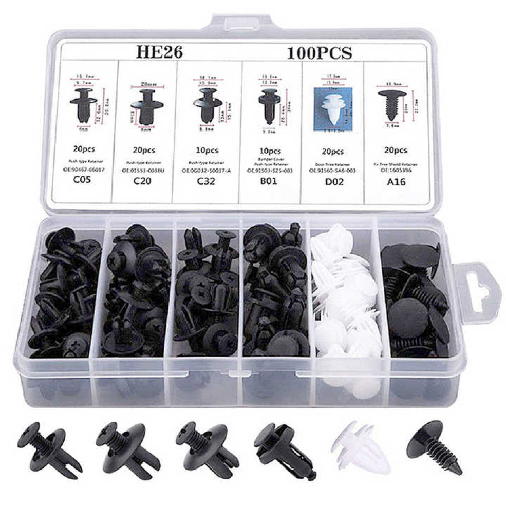 100Pcs Mixed Auto Fastener Clips