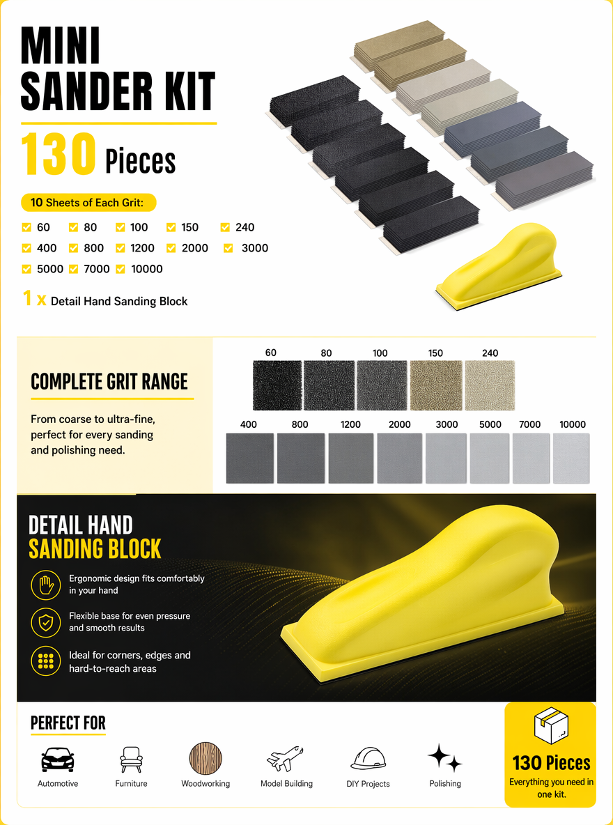 131PC MICRO SANDPAPER KIT P60-P10000