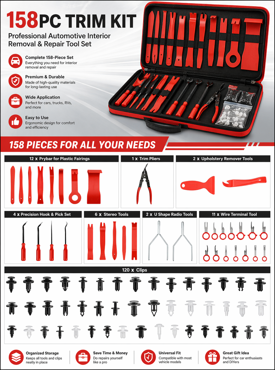 158PC TRIM REMOVAL TOOL KIT