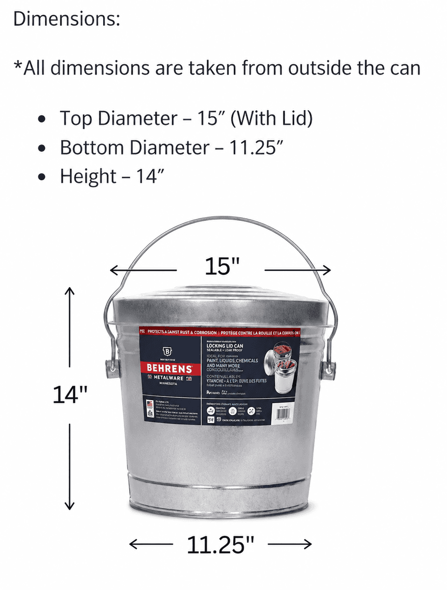 6 Gallon (22lt)  Galvanized Steel Can with Locking Lid
