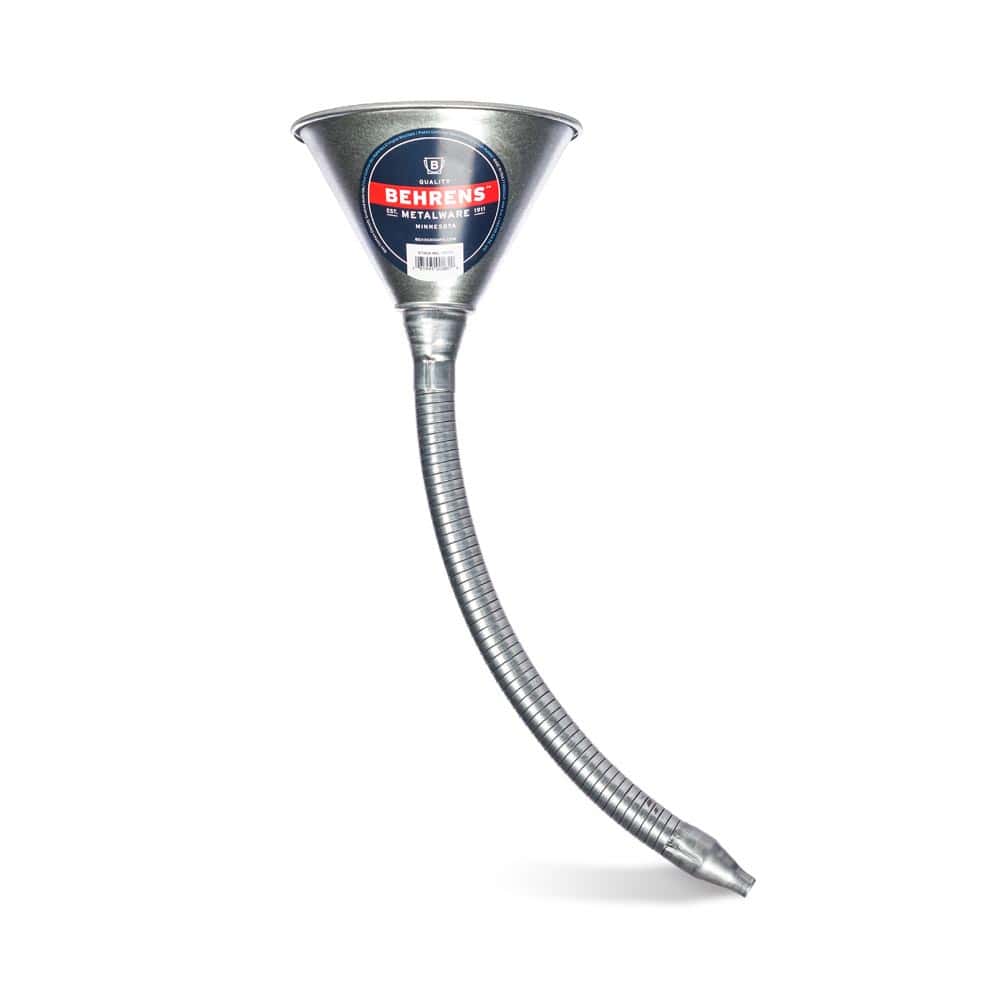 1 Quart (946ml)  Galvanized Steel 14″ Flex Spout Funnel