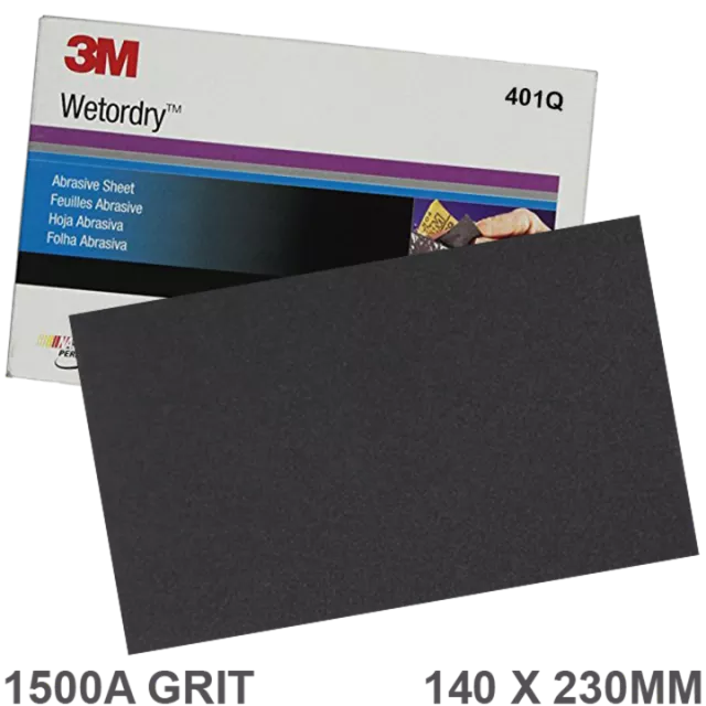 3M 401Q WETORDRY ABRASIVE SHEET 1500A GRIT 140 X 230MM 2023 (PACKET 50)