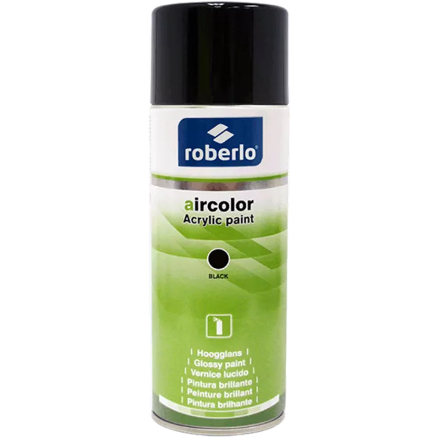 ROBERLO AIRCOLOR SPRAY ACRYLIC PAINT GLOSS BLACK 400ML