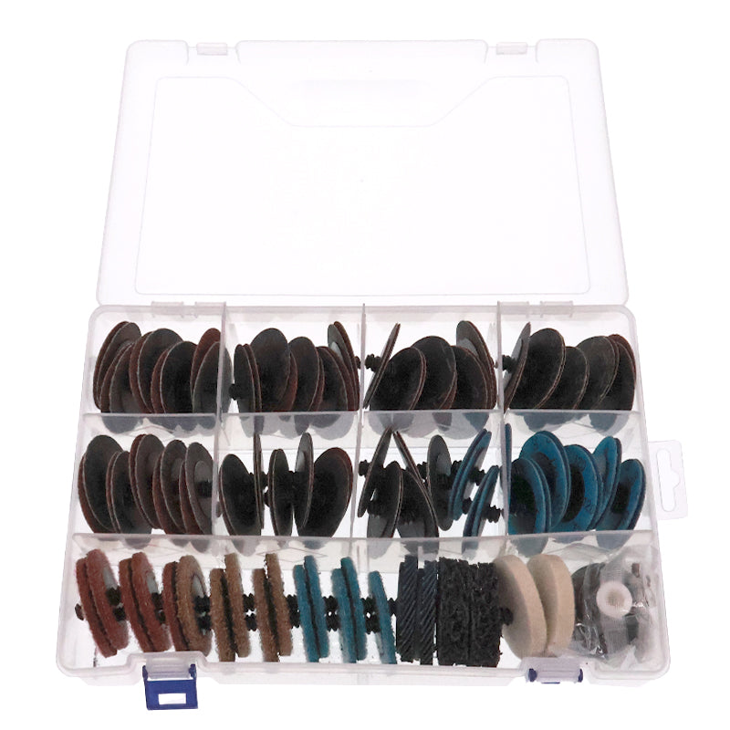108pcs 2Inch Roll Lock Sanding Disc Kit with Backing Pad Quick Change Discs