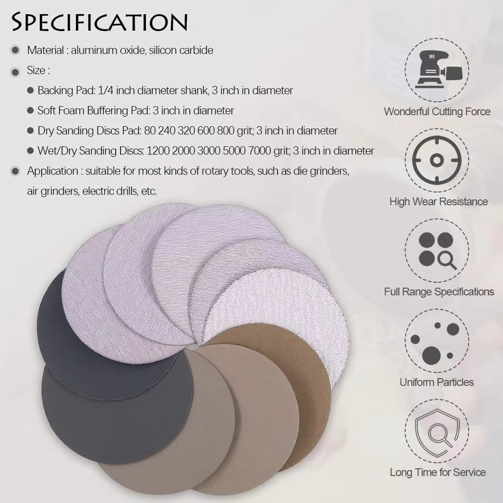 75MM Sanding Disc P40 - P800 107PC KIT