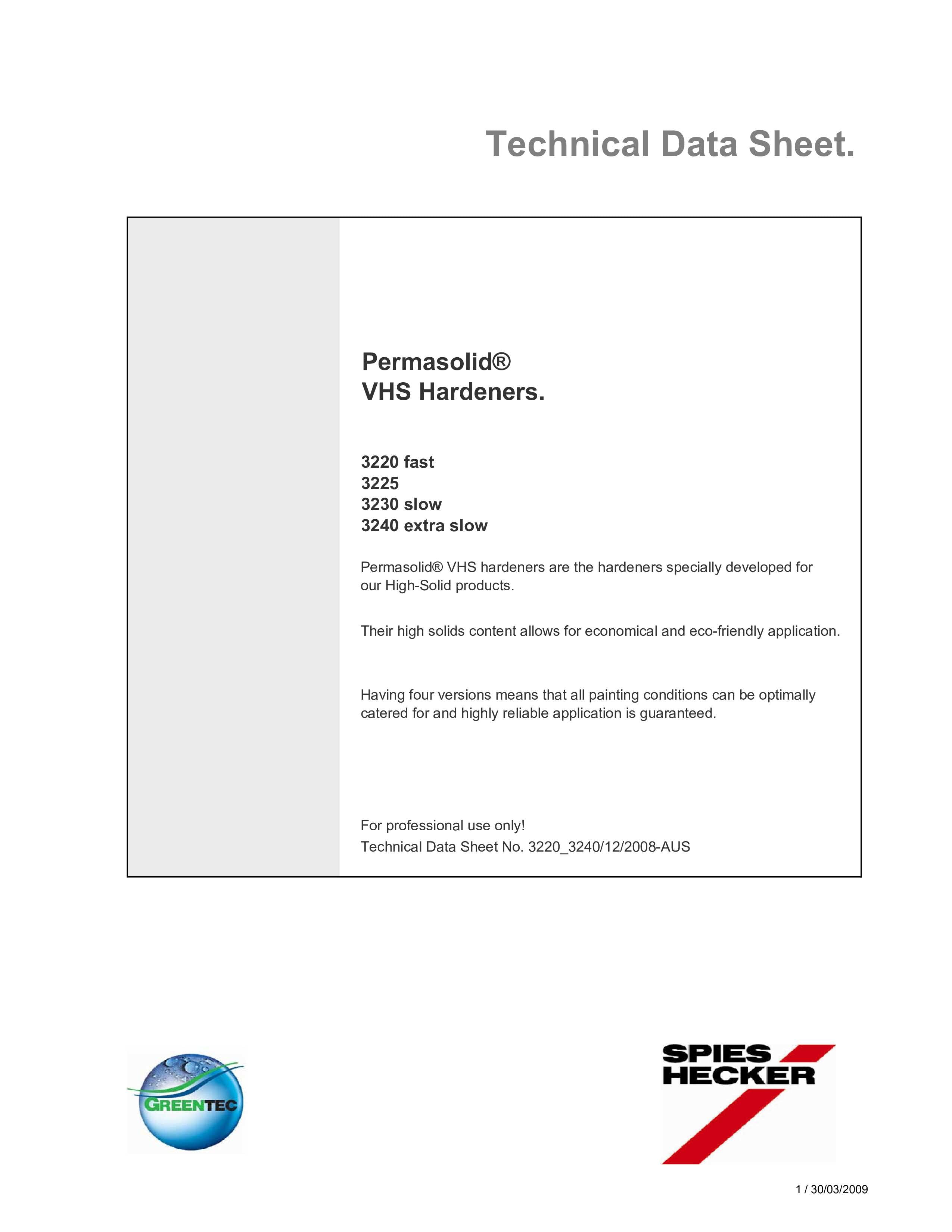 3240 PERMASOLID VHS HARDENER EXTRA SLOW 1L