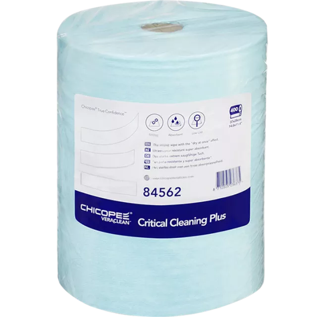 CHICOPEE 84562 CRITICAL CLEANING PLUS TURQUOISE WIPER ROLL (400 SHEETS)