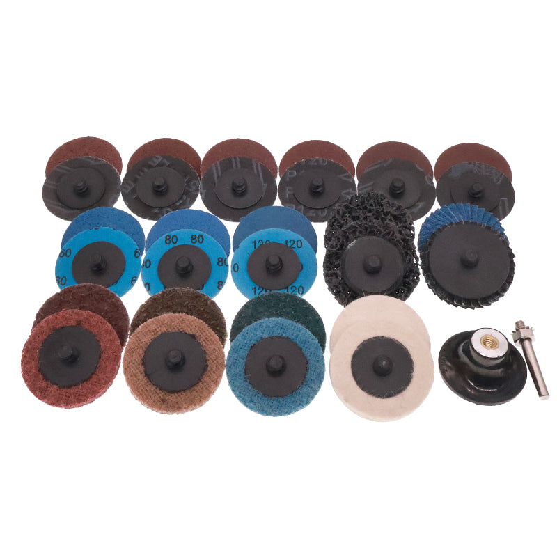 108pcs 2Inch Roll Lock Sanding Disc Kit with Backing Pad Quick Change Discs