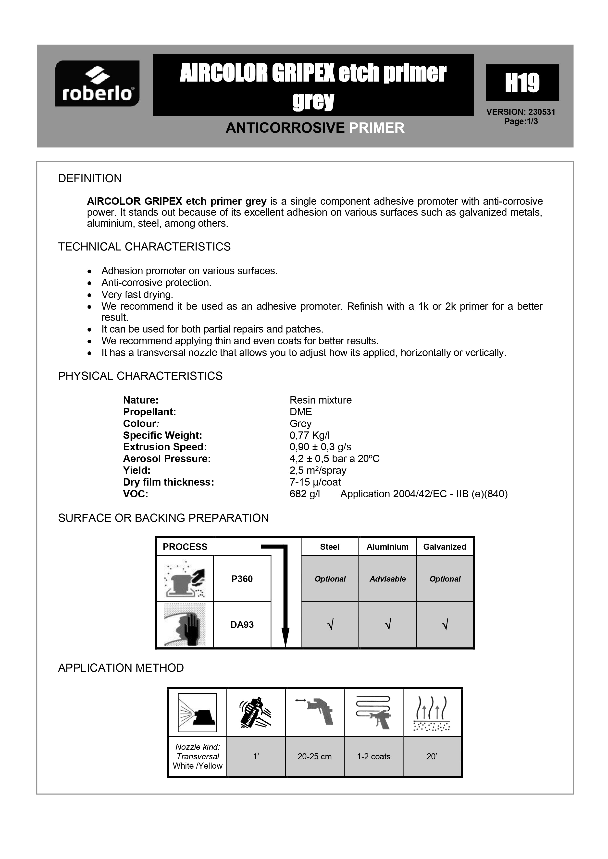 ROBERLO ETCH PRIMER 1K GREY 400ML