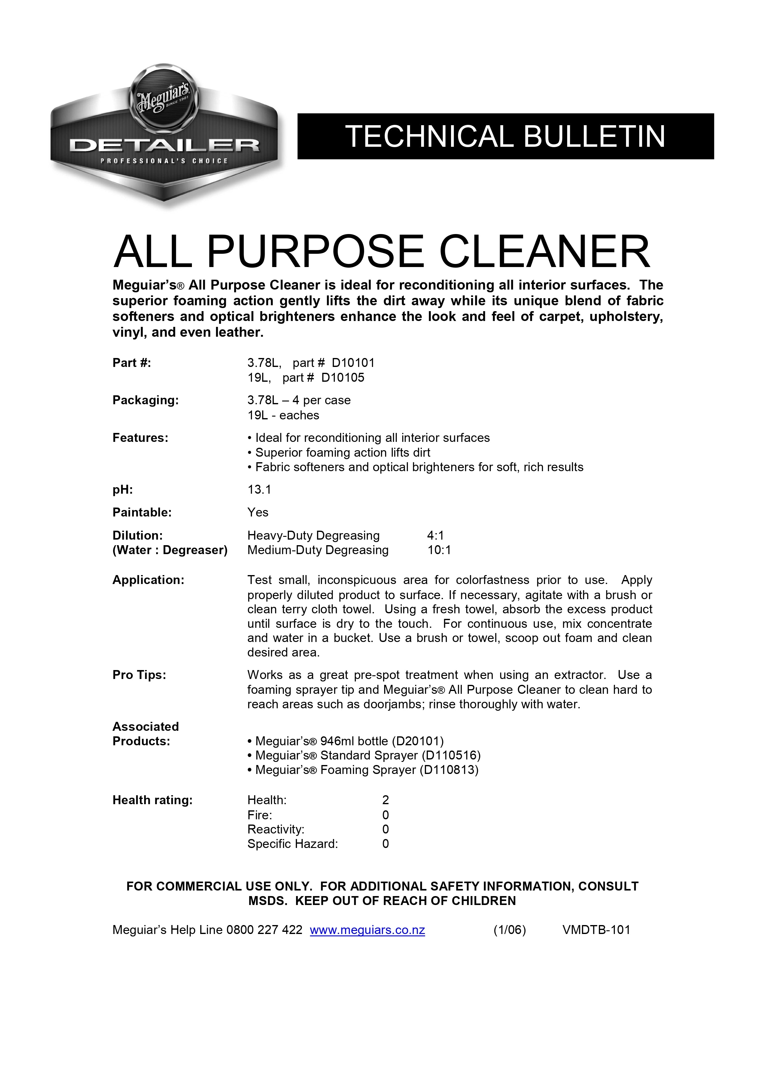 MEGUIARS D10101 ALL PURPOSE CLEANER 3.78L