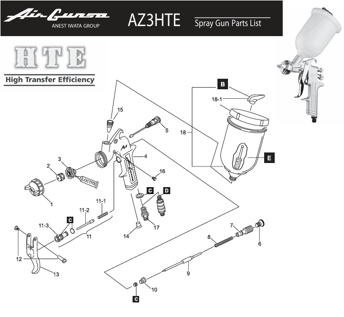 IWATA AZ3/AZ3HTE RESERVICE KIT