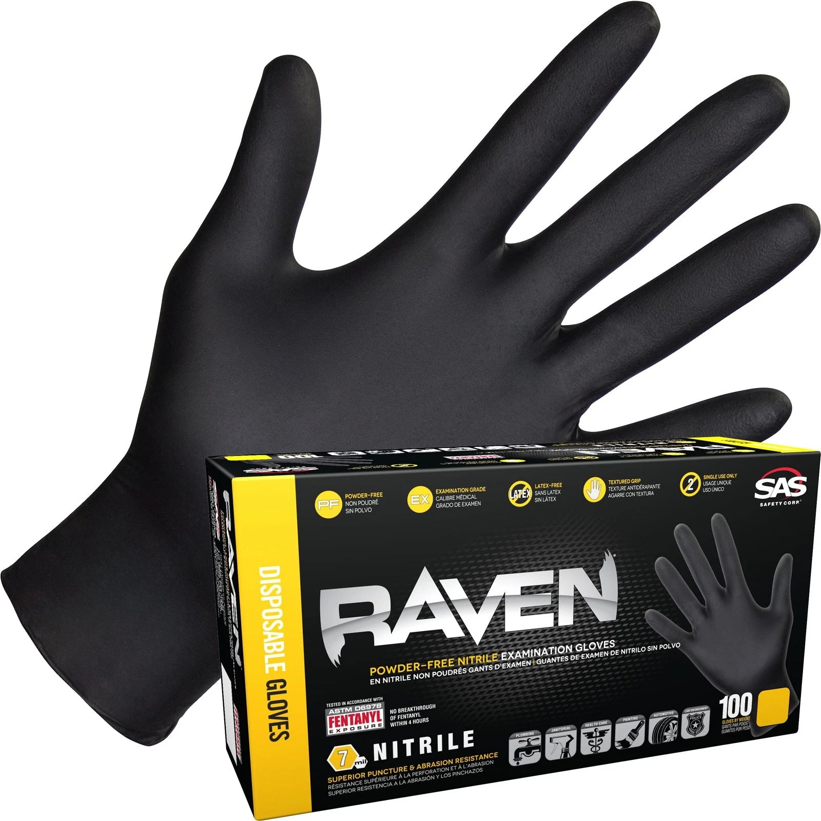 Raven XXL Powder Free Nitrile Disposable Gloves