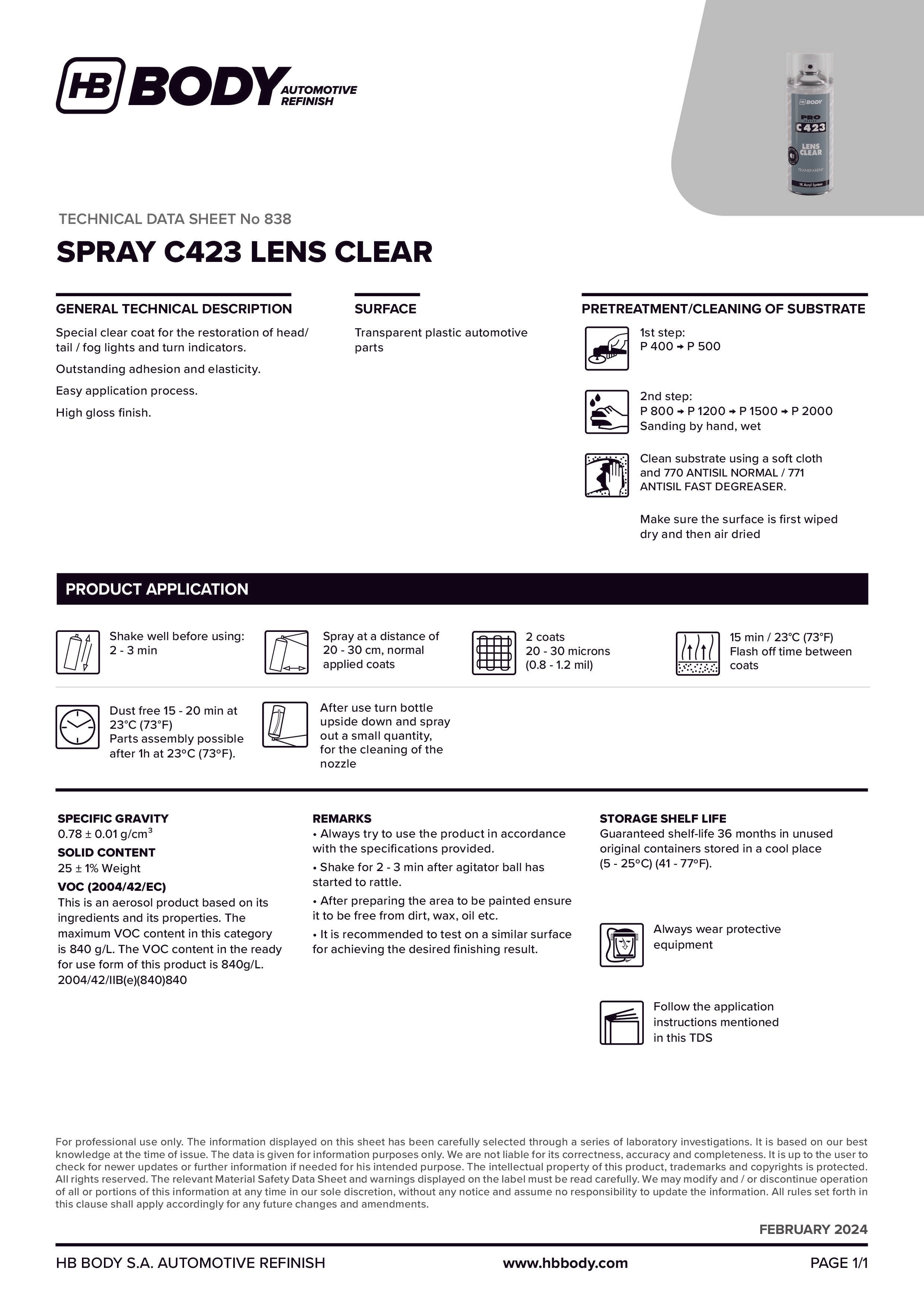 C423 LENS CLEAR SPRAY