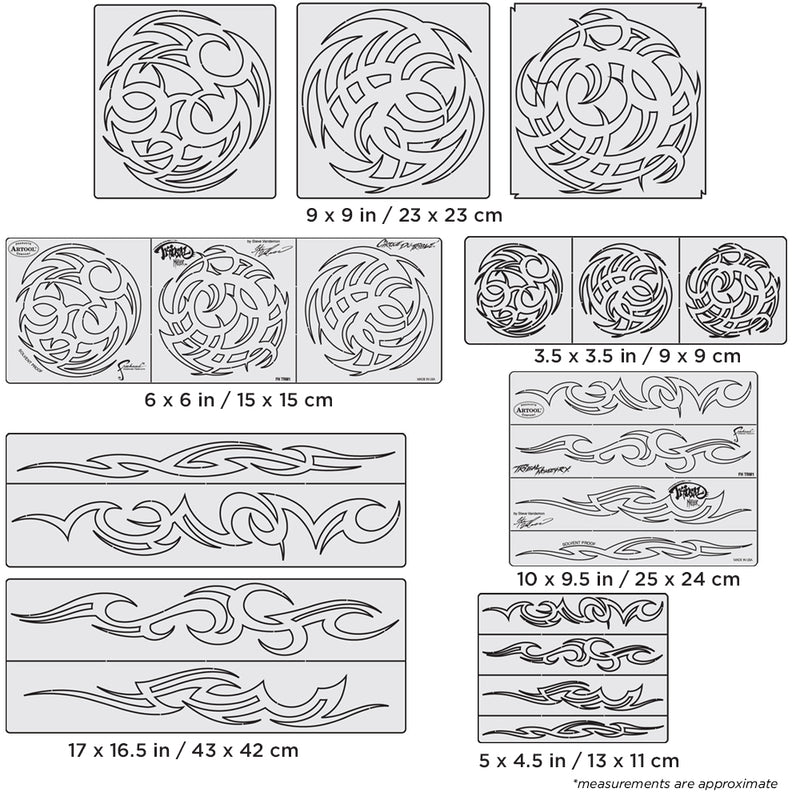 Artool Tribal Master Freehand Airbrush Template Set by Steve Vandemon