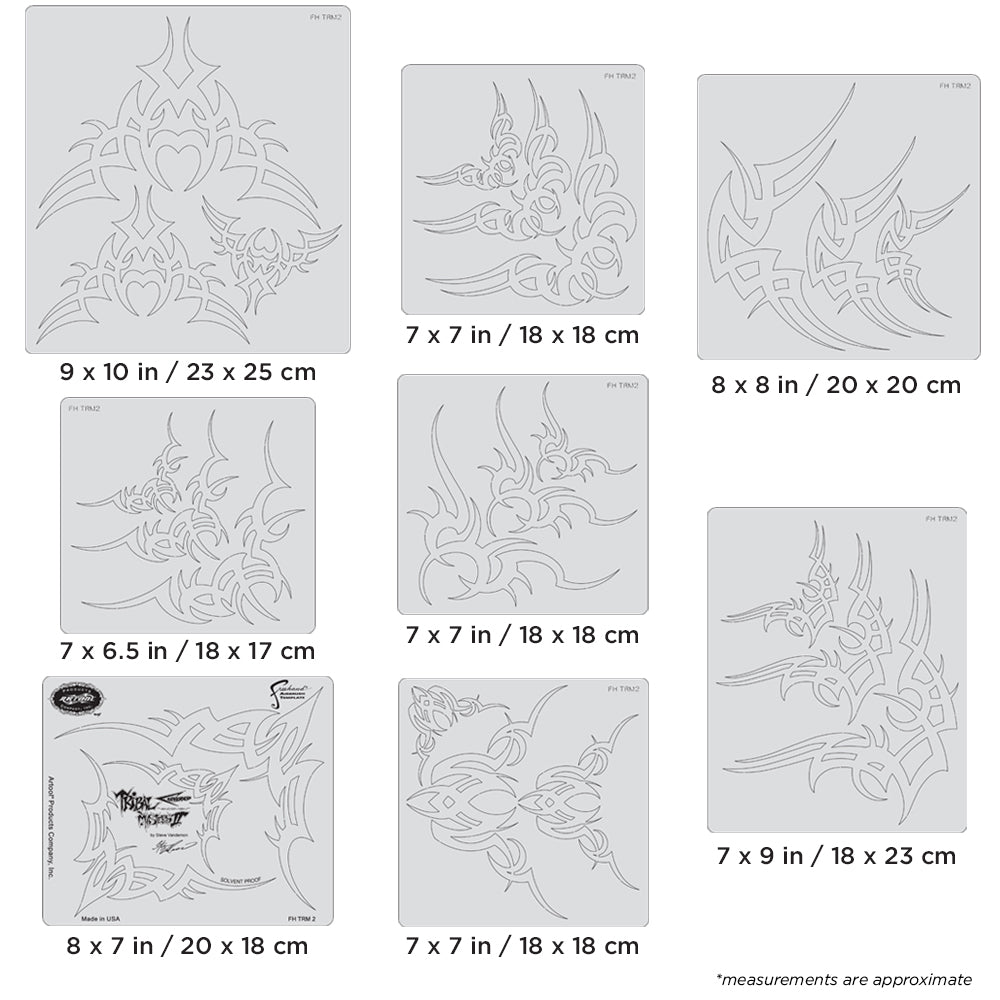 Artool Tribal Masters II Cornered Freehand Airbrush Template Set by Steve Vandemon