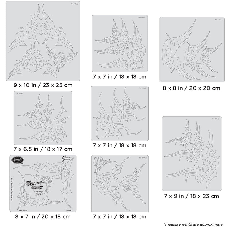 Artool Tribal Masters II Cornered Freehand Airbrush Template Set by Steve Vandemon