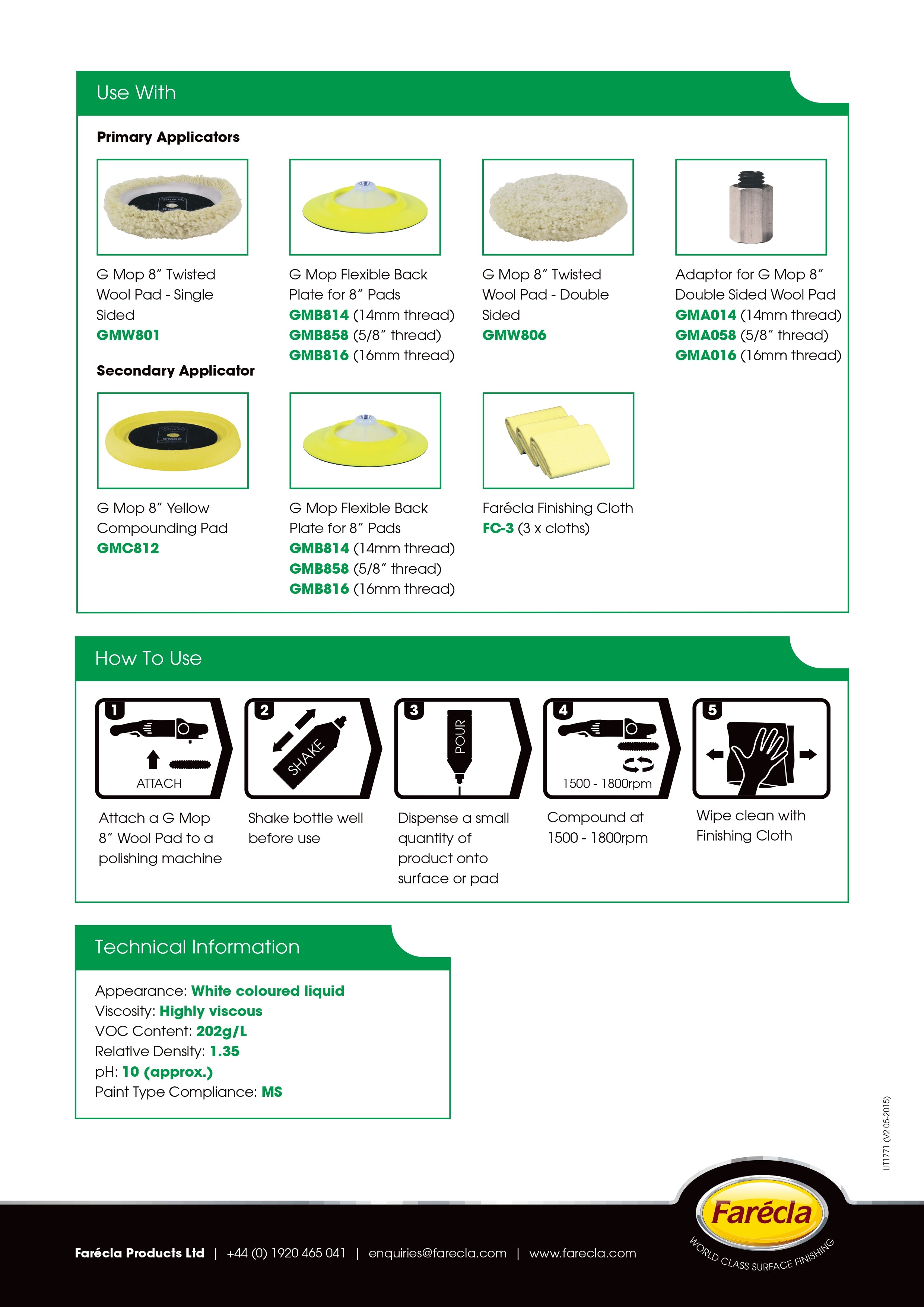 Farecla G3 Sıvı Pasta 1L ve Pasta Süngeri 150 Mm Fiyatları ve Özellikleri Farecla G3 Sıvı Pasta 1L ve Pasta Süngeri 150 Mm Fiyatları ve Özellikleri