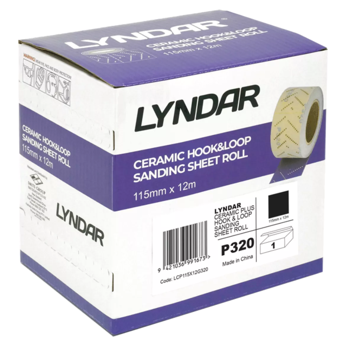 LYNDAR CERAMIC PLUS HOOK AND LOOP STRIP 115mm X 12M 320G