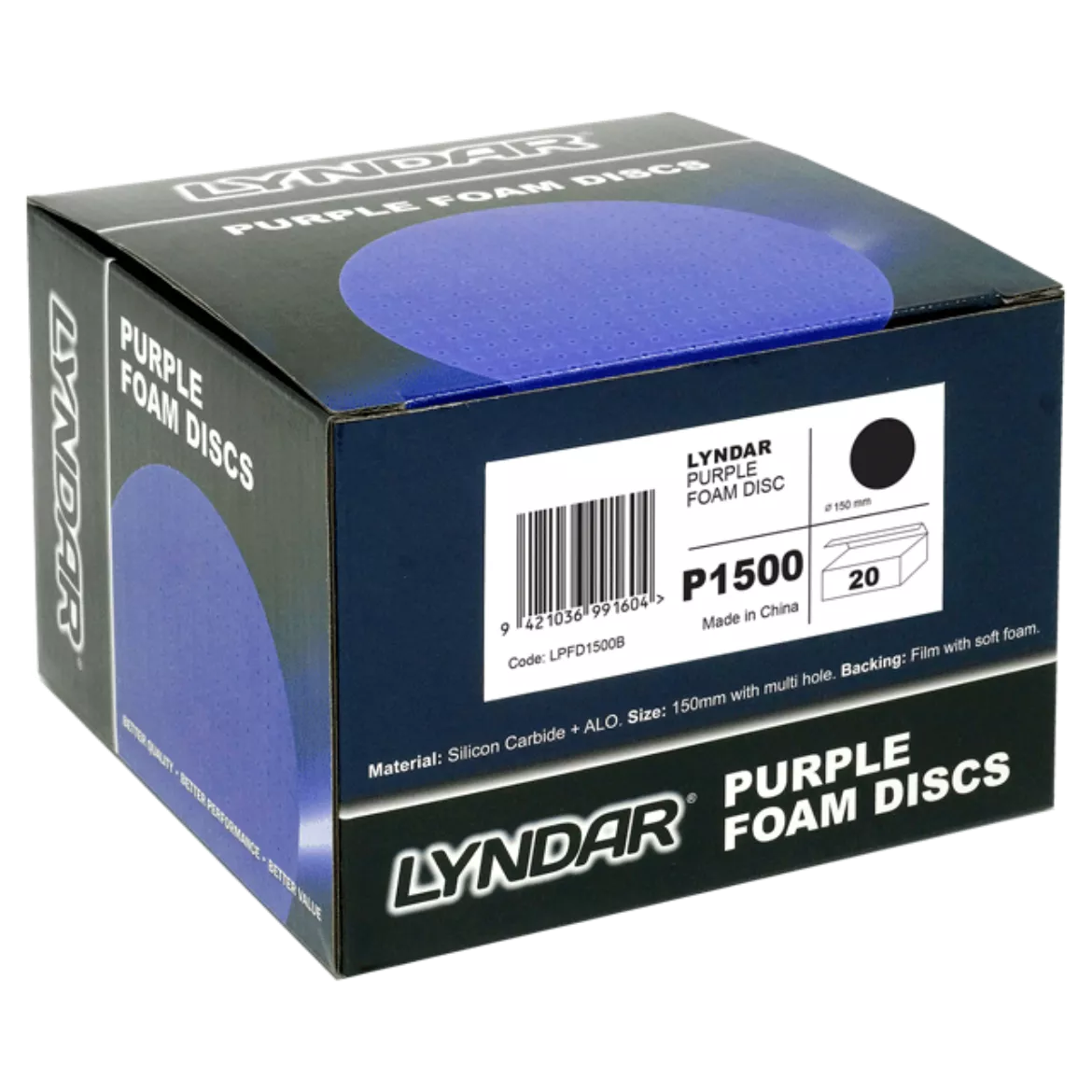 LYNDAR PURPLE FOAM DISC 150MM P1500 (Box 20)
