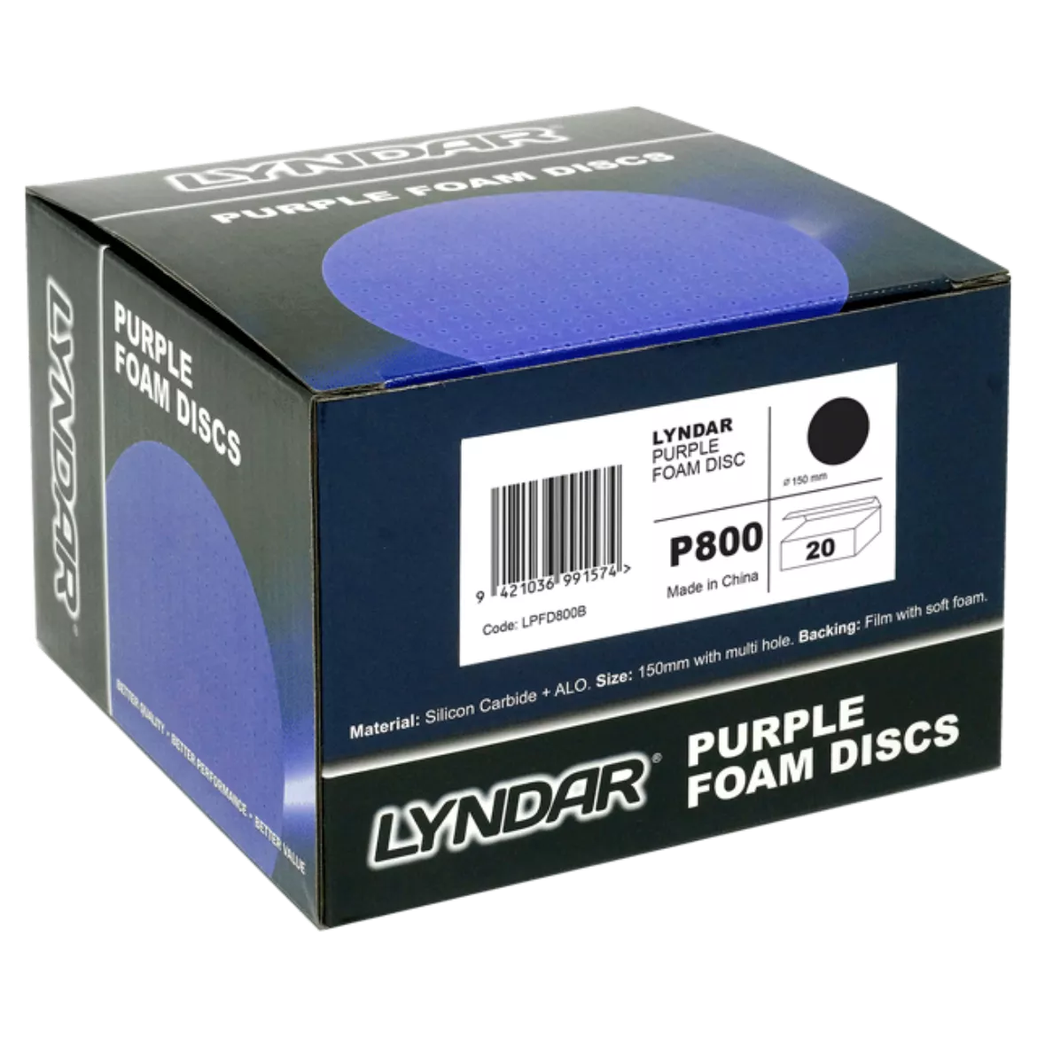 LYNDAR PURPLE FOAM DISC 150MM P800 (Box 20)