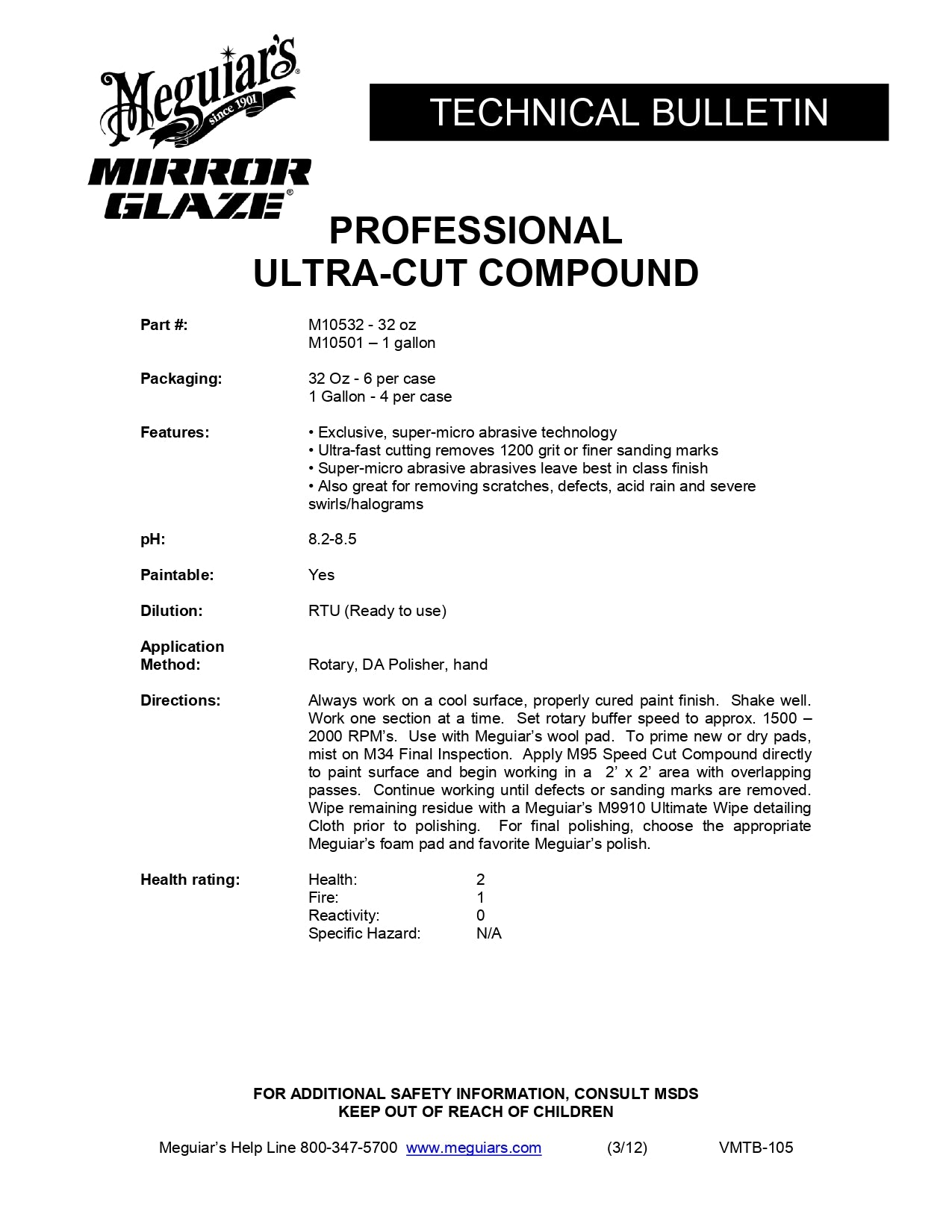 MEGUIARS M10532 ULTRA CUT COMPOUND 946ml