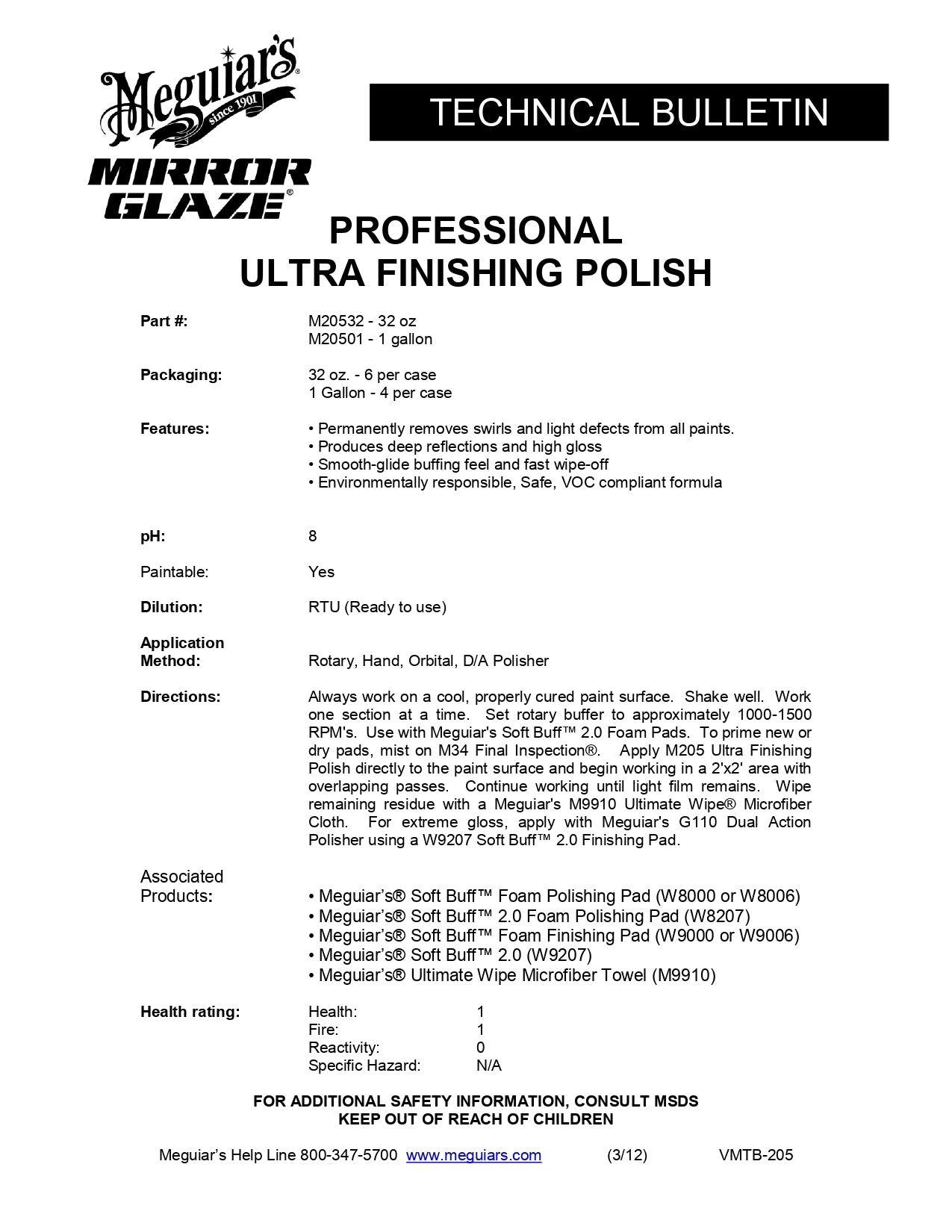 MEGUIARS M20532 ULTRA FINISHING POLISH 946ml