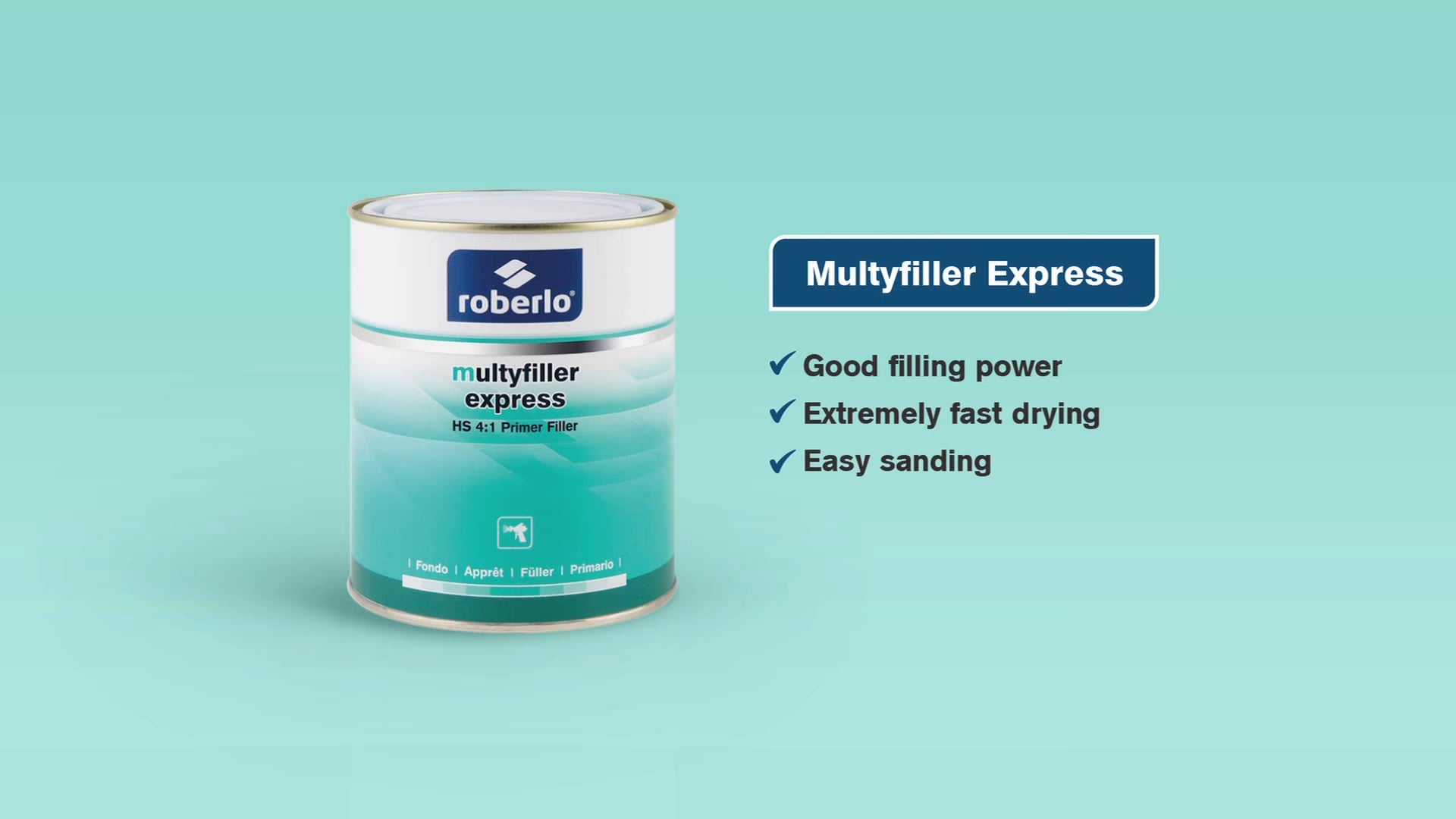 ROBERLO MULTYFILLER EXPRESS PRIMER WHITE (ME0) 4-1 KIT P6000 FAST HARDENER 1L