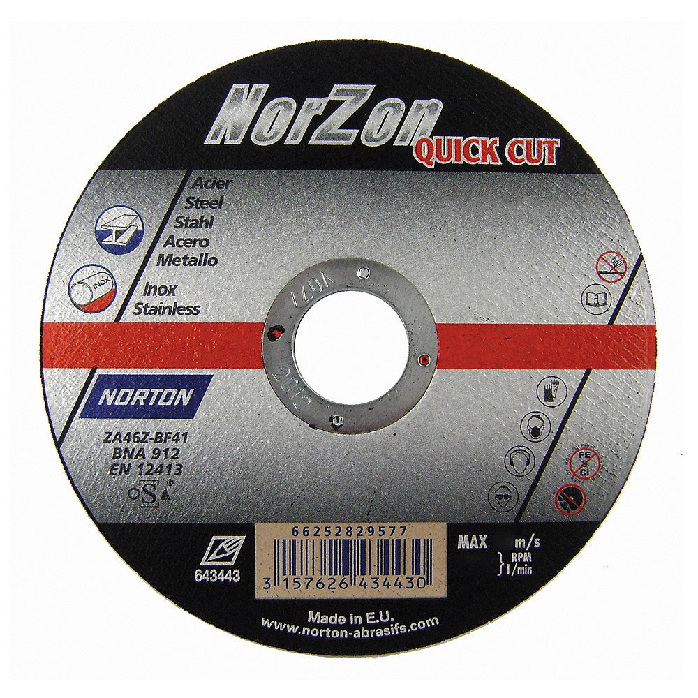 Norton Norzon Cut-Off Discs 125 x 1.6 x 22.2mm