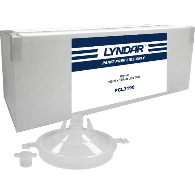 LYNDAR 300ML PAINT PREP LIDS ONLY SMALL 190 MICRON (BOX 50)