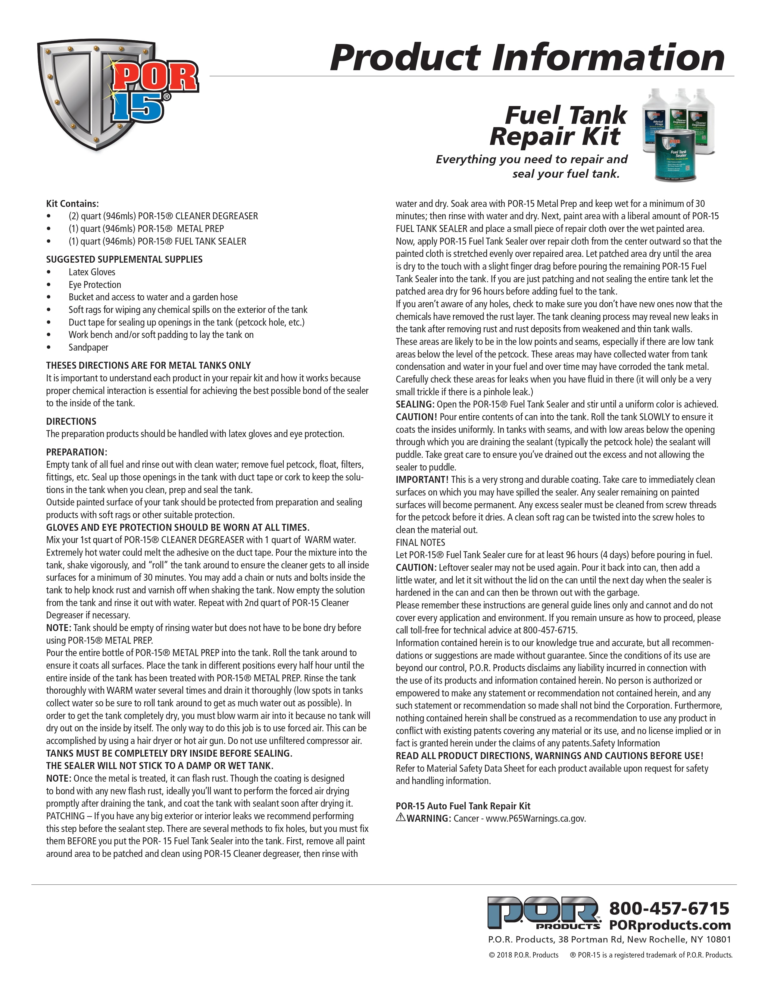 Fuel Tank Repair Kit