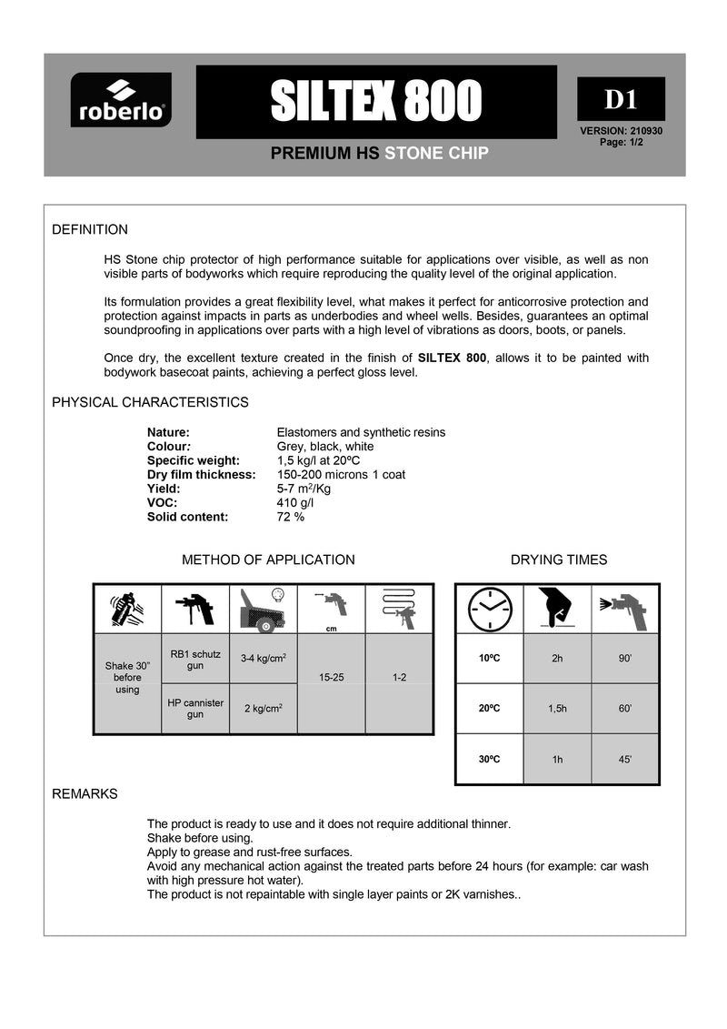 SILTEX 800 HS STONE CHIP PROTECTOR BLACK 1KG