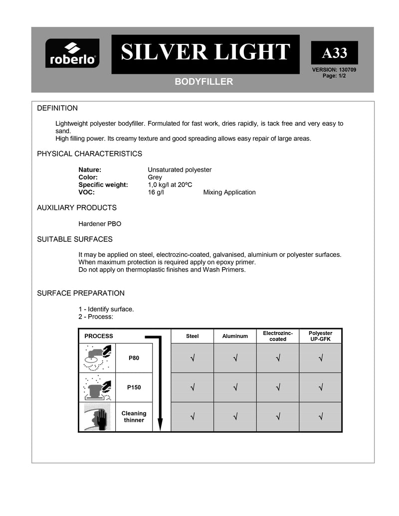 ROBERLO SILVERLIGHT BODYFILLER 3LT