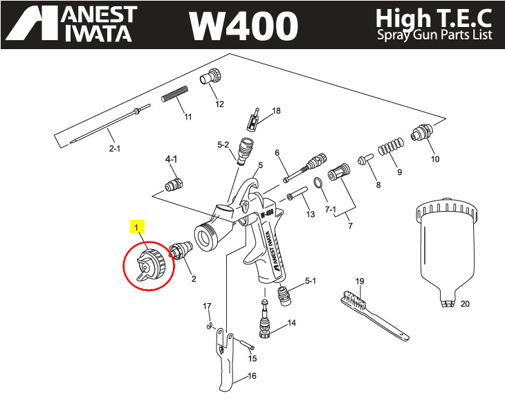 IWATA W400 AIR CAP SET WB1