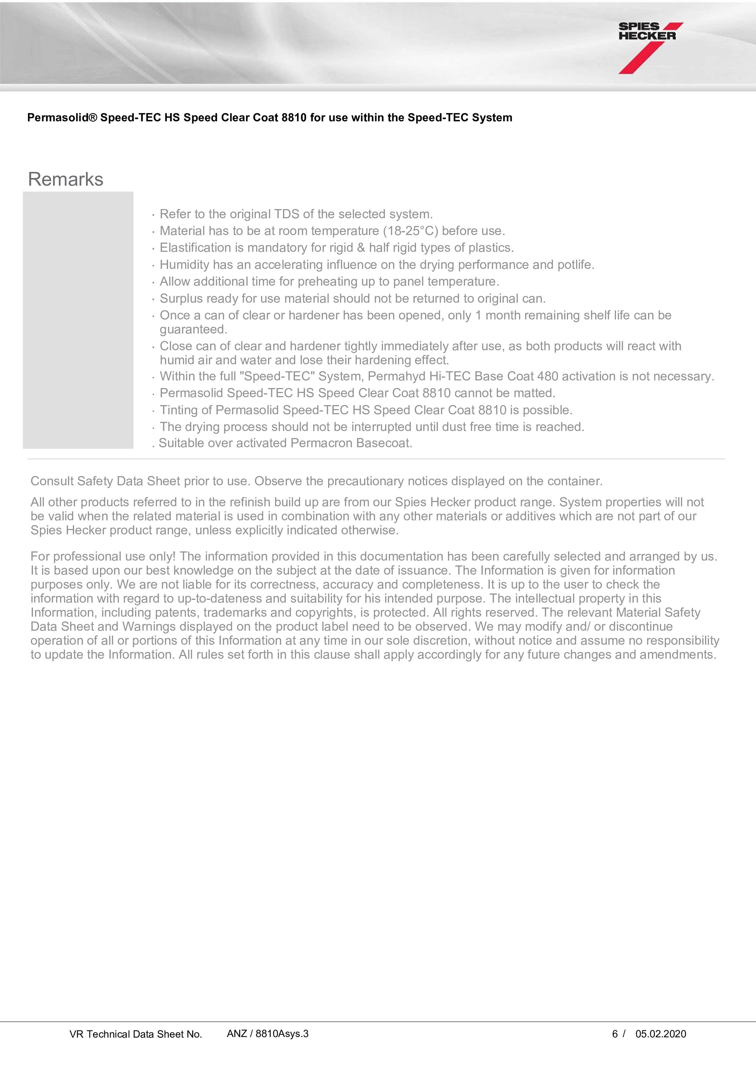 8810 PERMASOLID HS SPEED CLEAR 5L