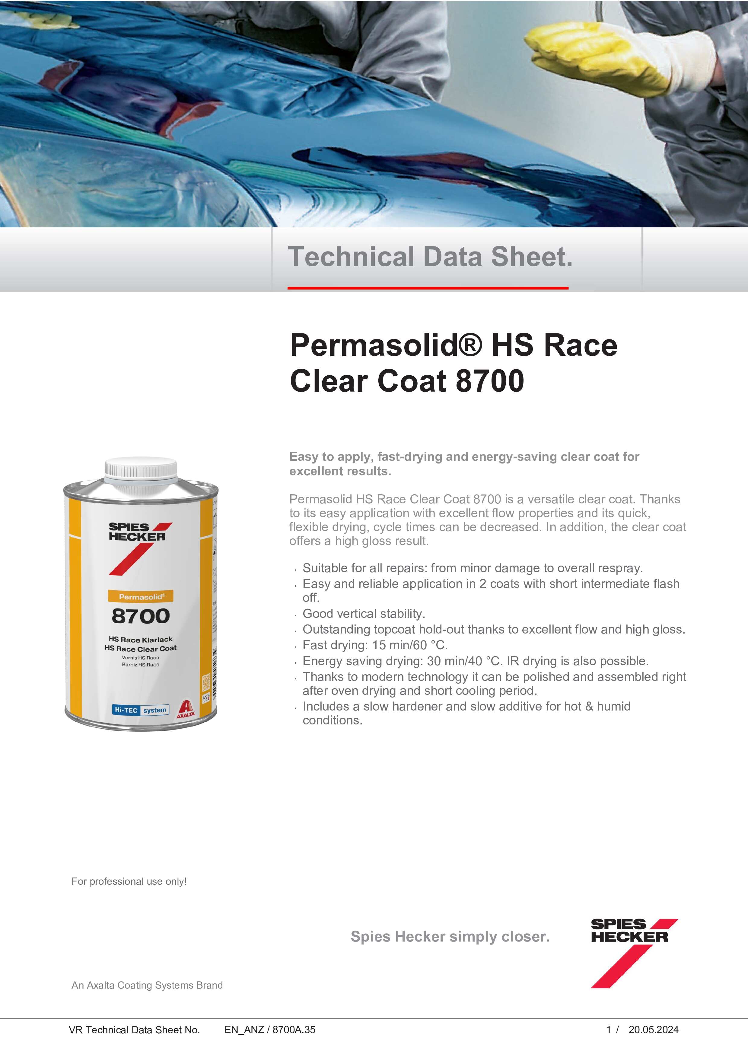8700 PERMASOLID HS RACE CLEARCOAT 5L