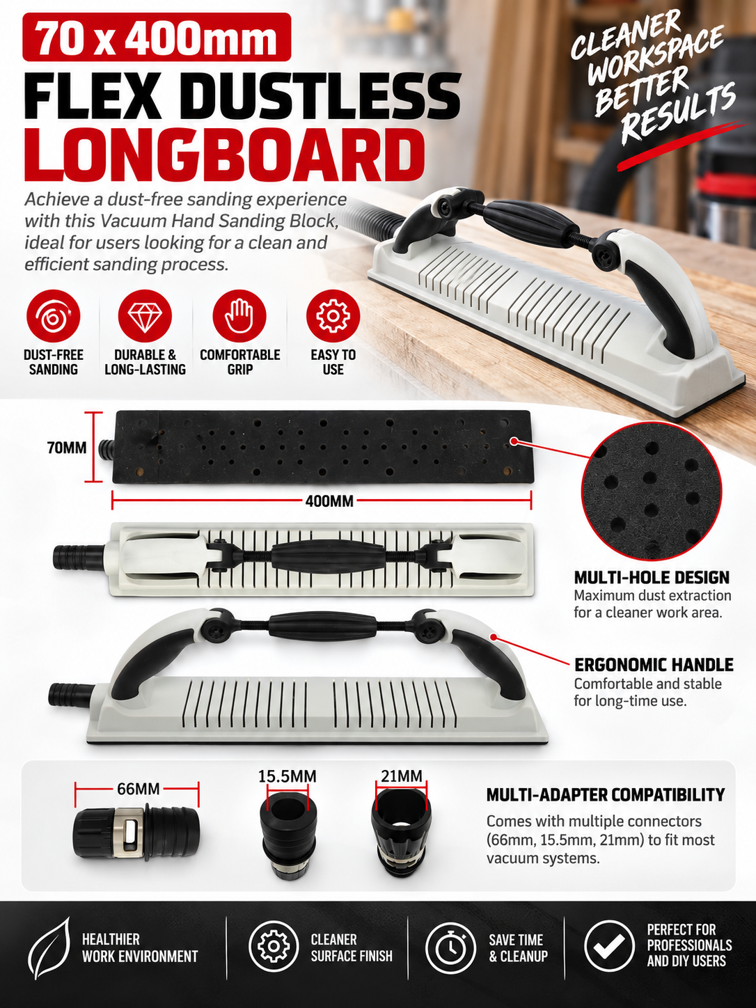 70 x 400mm Flex Dustless Longboard