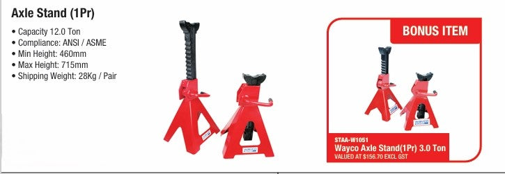 12 TON Axle Stand (1Pr) PLUS BONUS OFFER