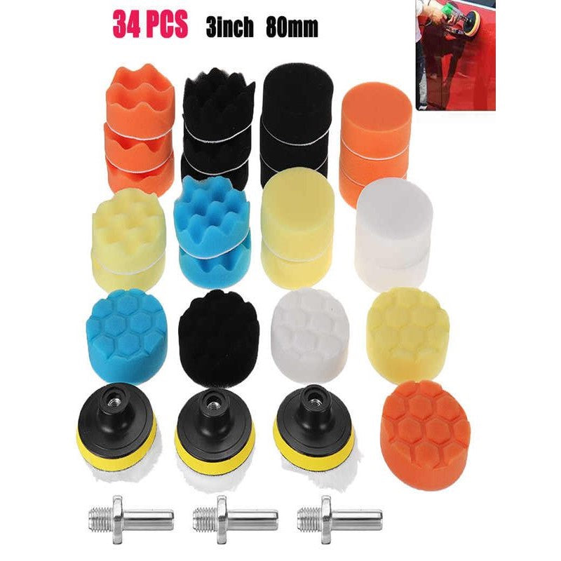 34pc 75mm Buff Polishing Pad Set