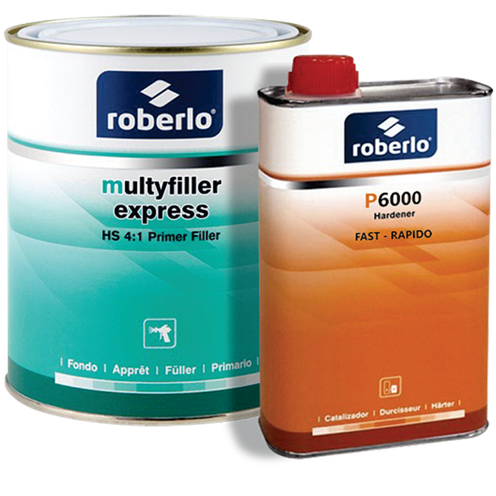 ROBERLO MULTYFILLER EXPRESS PRIMER GREY (ME1) 4-1 KIT P6000 FAST HARDENER 1L