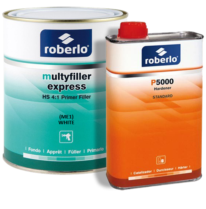 ROBERLO MULTYFILLER EXPRESS PRIMER WHITE (ME0) 4-1 KIT P5000 STD HARDENER 1L